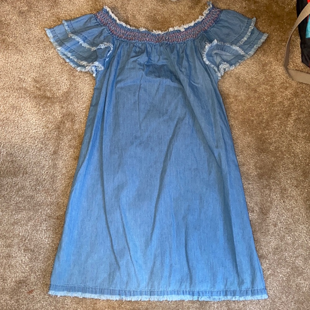 Off the shoulder Dress Blue Jean Color